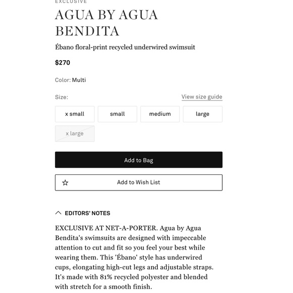 Agua By Agua Bendita Ebano Floral Print Underwired One-Piece Swimsuit S - Picture 9 of 9